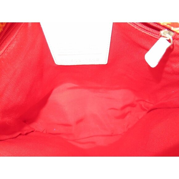 COACH Vintage Red & White Paisley Print Canvas & Leather Tote & white wristlet - Picture 7 of 16